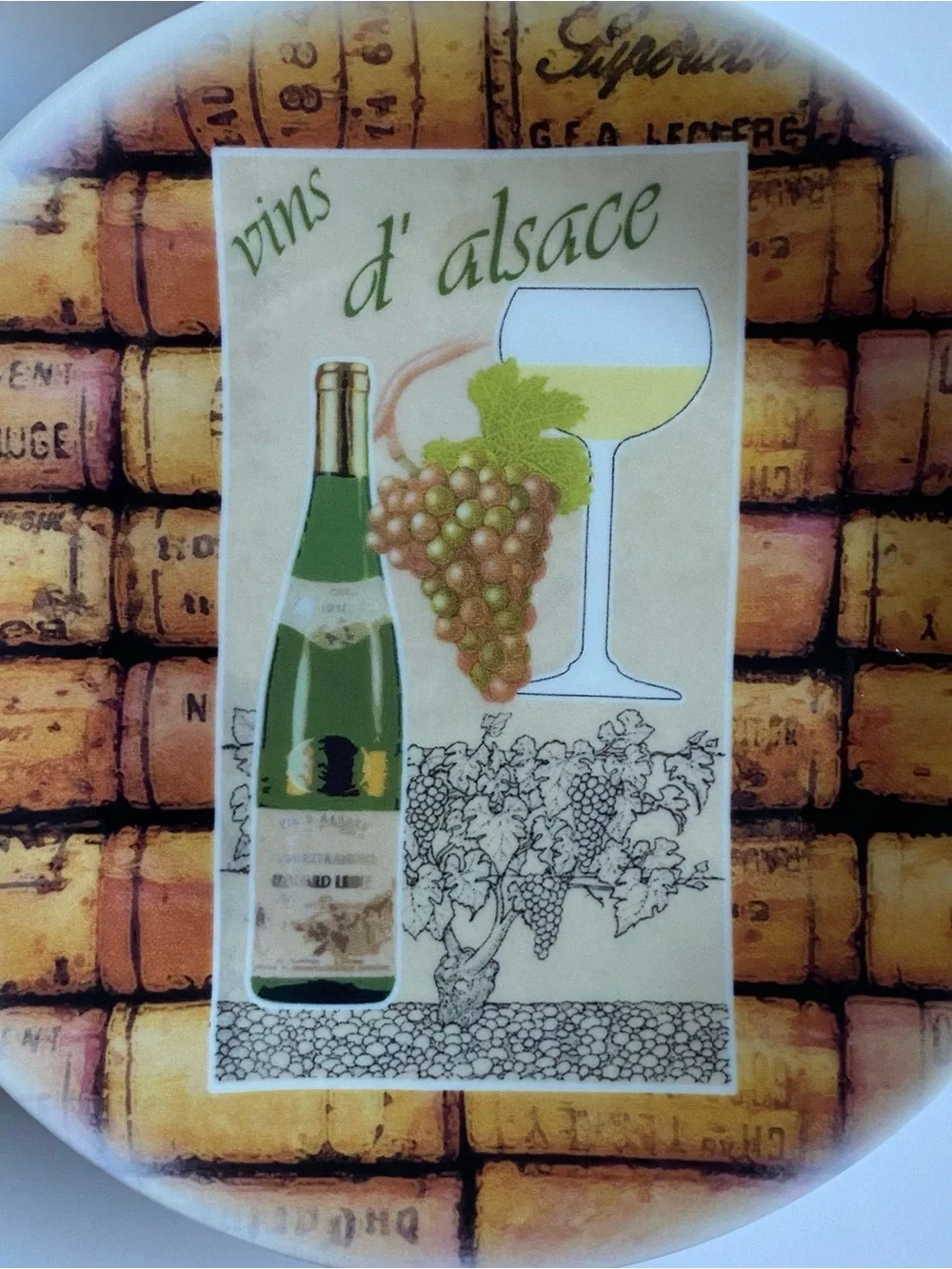 6 Canape Plates by Philippe Deshoulieres Wine & Corks France Vintage EUC Grapes